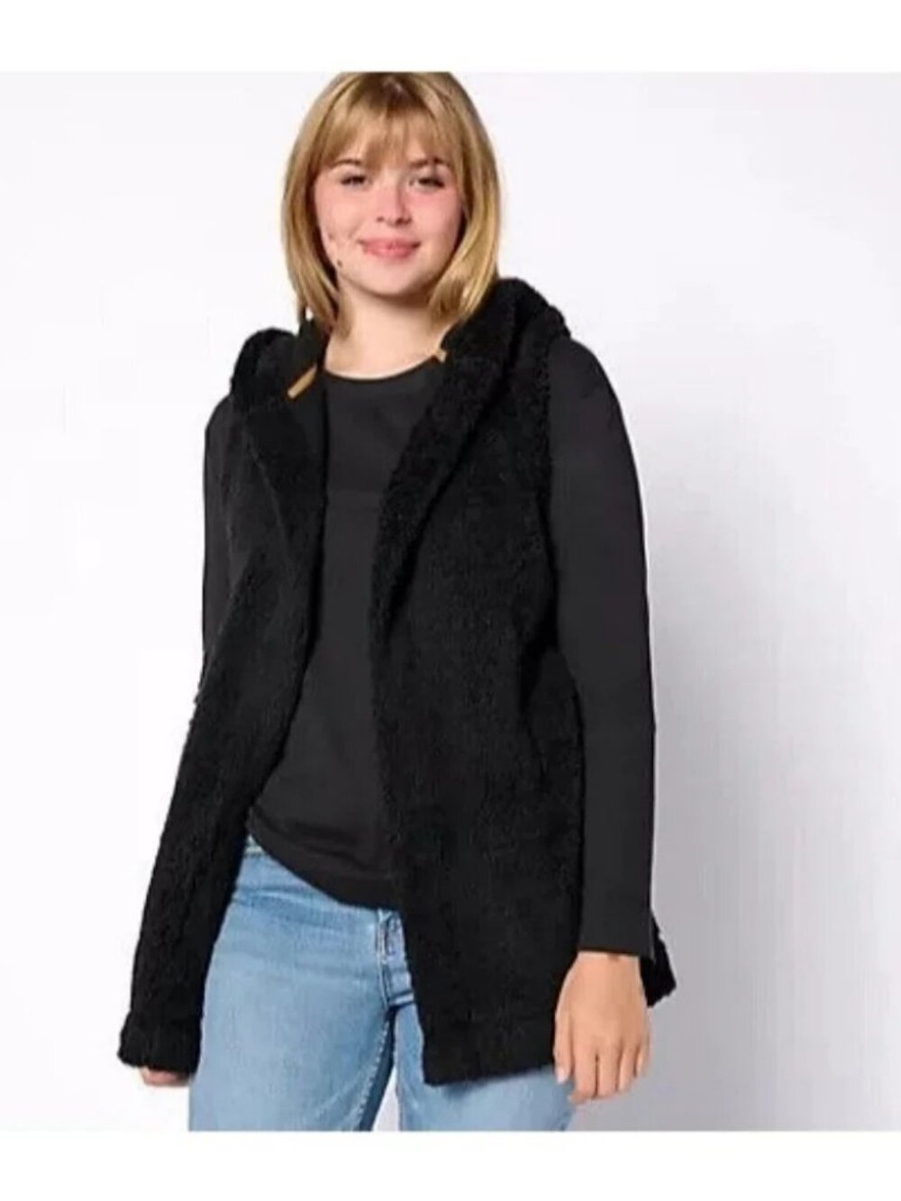 Kookaburra by UGG Black Sherpa Hooded Vest Size 2X